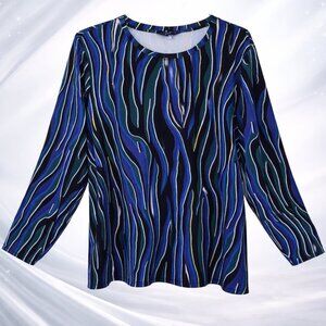 Investments Woman Blk/Blue/Turq/Purple Zebra Print Women's Tunic - 3X